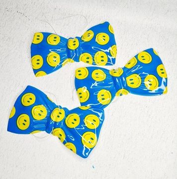 Карнавальный бант синий "Смайл", пластиковый, 3 штуки
