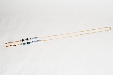 Цепочка золотистая с синим WH049, 75 см