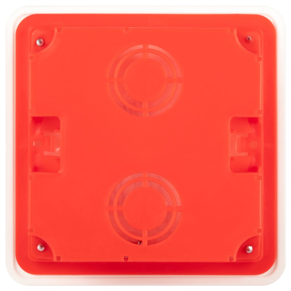 Распаячная коробка ЭРА KRT-92-92-45 скрытой установки красно-белая 92х92х45мм для твердых стен саморезы крышка IP20