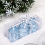 Свечи новогодние «Ёлочка» 13*4,5*4,5 см (набор 3 шт), Голубой