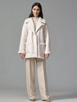 Двусторонняя дубленка из искусственного меха тедди чебурашка, SilverFox (арт. S1183-200)