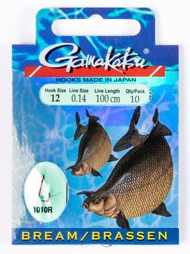 Крючки с поводком Gamakatsu BOOKLET BREAM 1010R разм. 12-0.14мм 100см 10шт.
