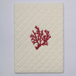 Элитный коврик для ванной Corallo бежевый с лиловой вышивкой от Old Florence фото