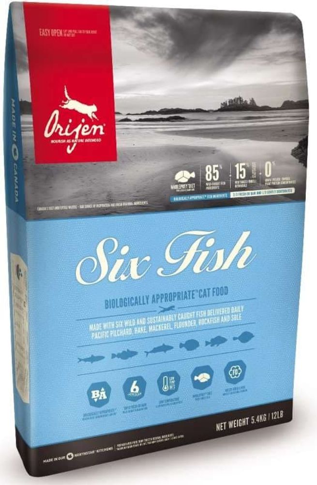 *ОРИДЖЕН 6 РЫБ КЭТ(85/15)/корм для кошек/ 340г *ОРИДЖЕН 6 РЫБ КЭТ(85/15)/корм для кошек/ 340г