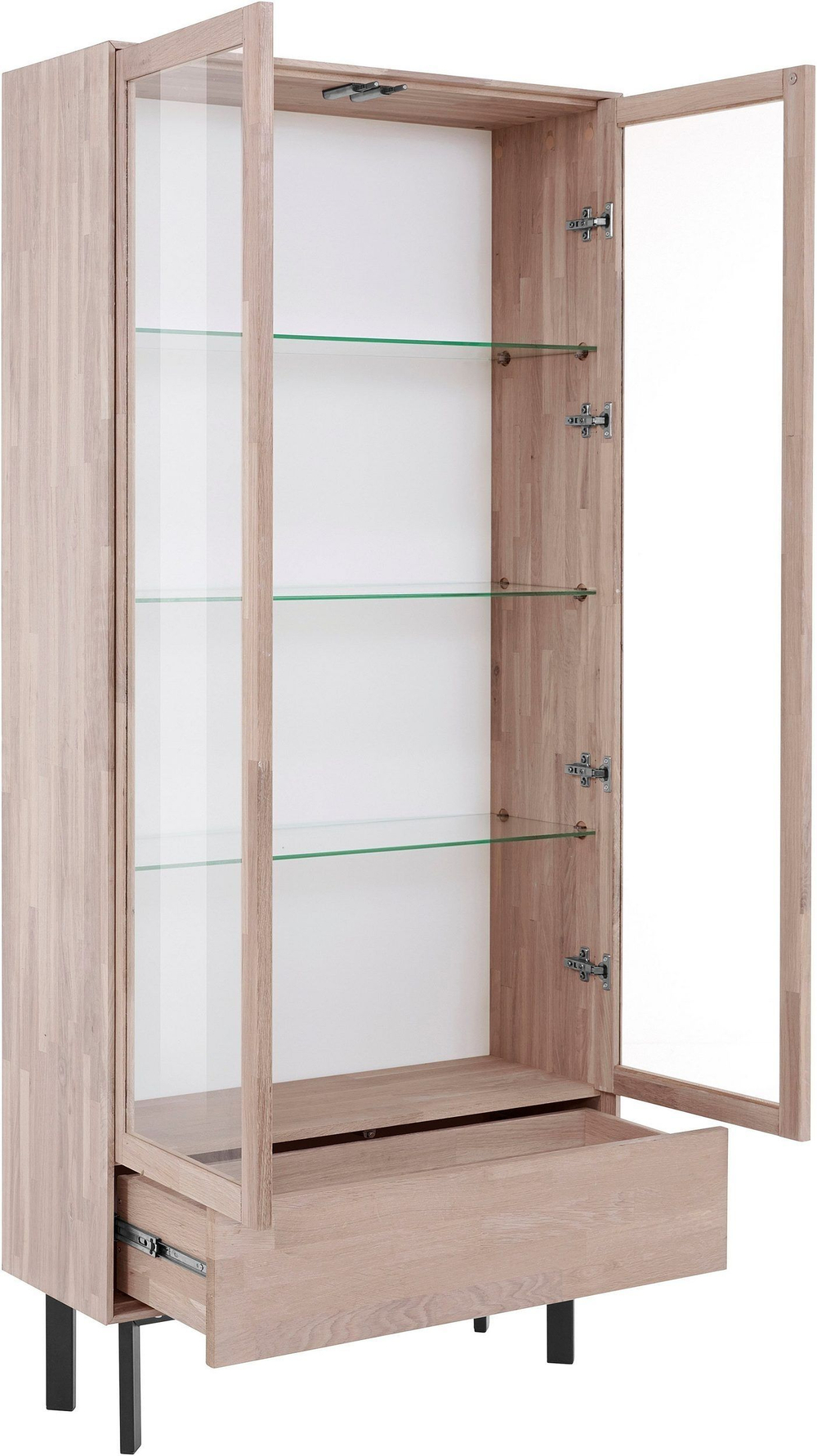 Шкаф витрина, 85х31х185, Виби, сервант для посуды, для книг, в стиле лофт, массив дуба, MAKOSA