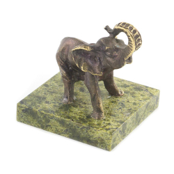 Статуэтка из бронзы на подставке из змеевика"Слон" G 119704