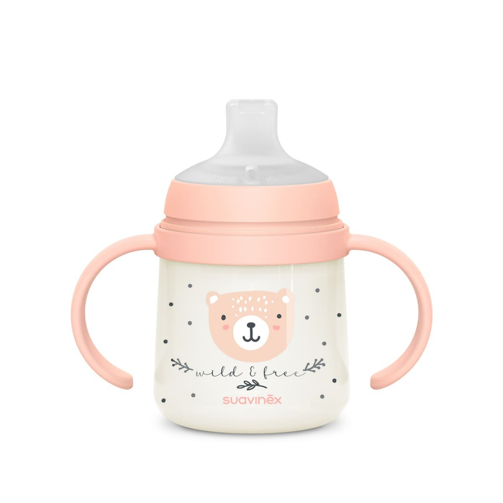 Бутылочка с ручками Suavinex Night Wild 150 мл розовая, 6 мес+