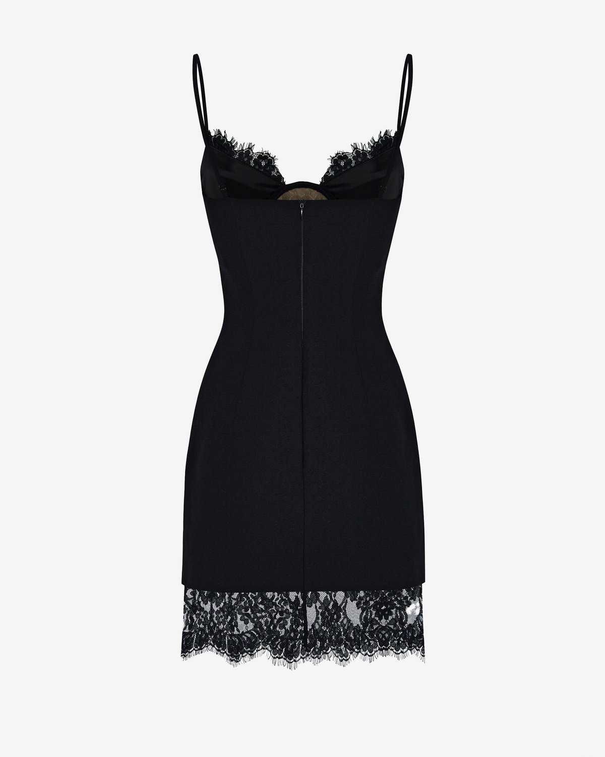 Платье мини из сатина и кружева
