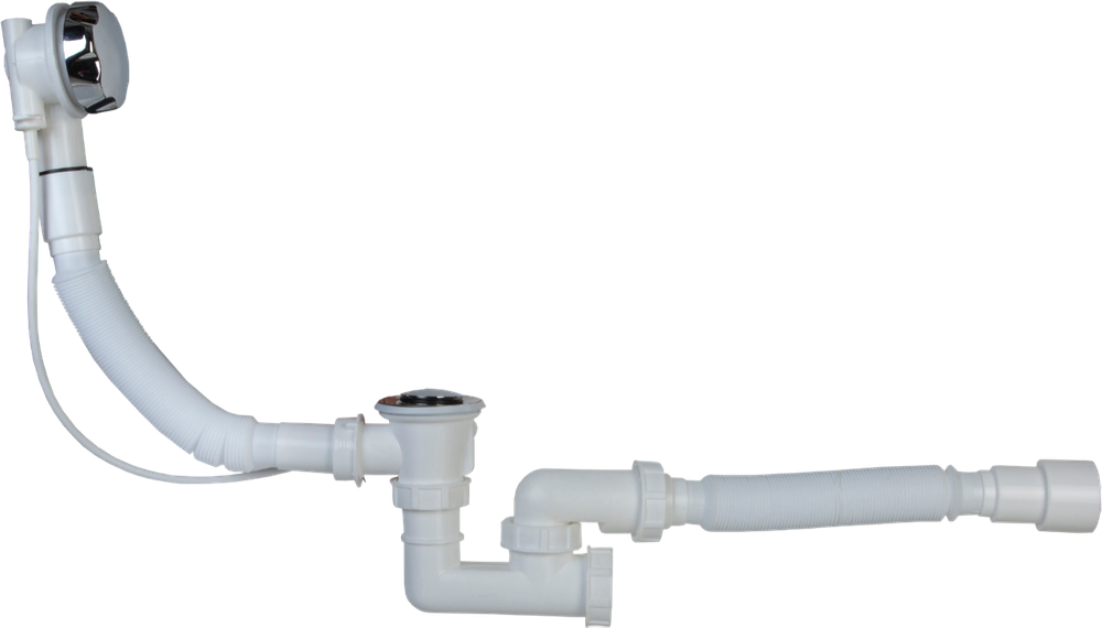 Слив-перелив для ванны EWRIKA 0100101011 40 мм, полуавтомат, хром, с сифоном