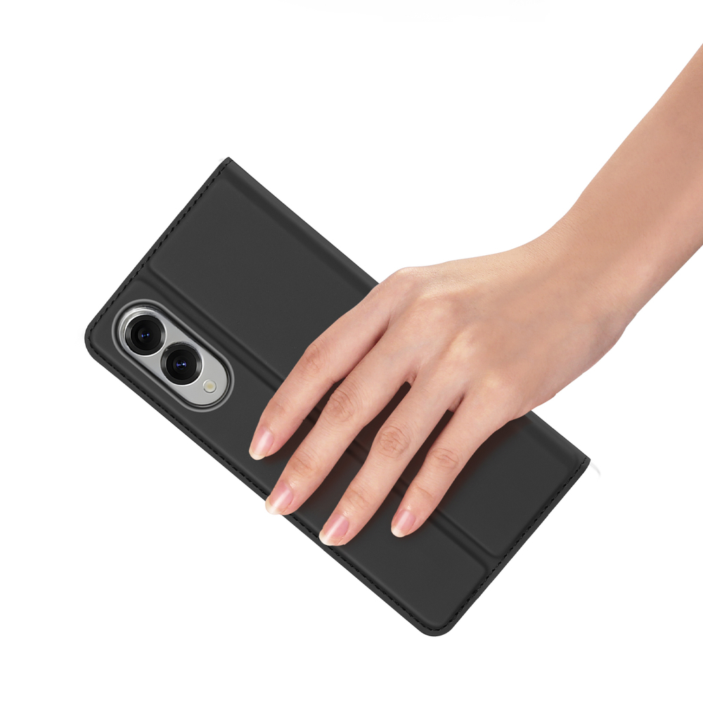 Чехол книжка из PU кожи черного цвета от Dux Ducis для смартфона Samsung Galaxy S25 Edge, серия Skin Pro Series Case