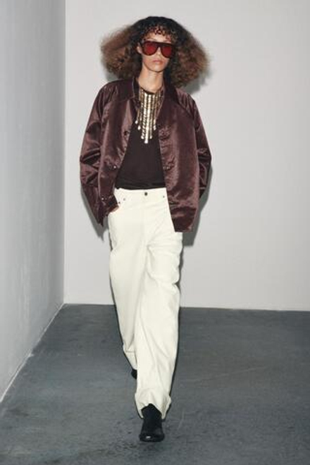 ZARA АТЛАСНАЯ КУРТКА — ZW COLLECTION, БУРГУНДИ