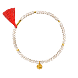 браслет из белого жемчуга с золотом