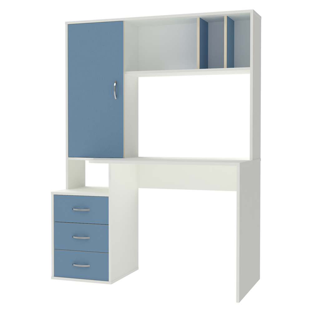 Стол компьютерный КарИВи Сокол Белый  Светло-синий, голубой