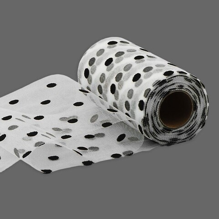 Фатин шир.15см. Крупный черный горох, цв. белый КЧГ2