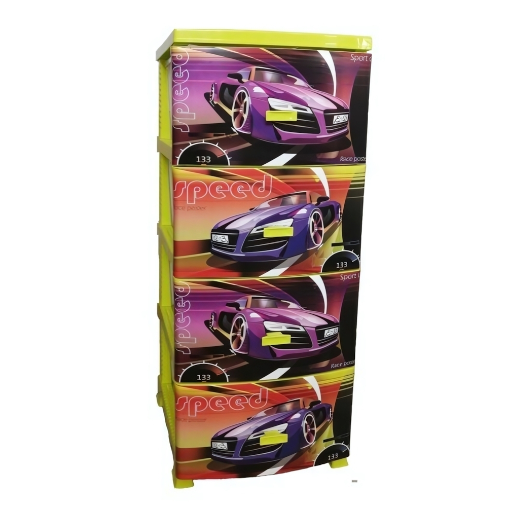 Комод ДЕКОР(моно рис) 4-х Спорткар лимонный РП-451