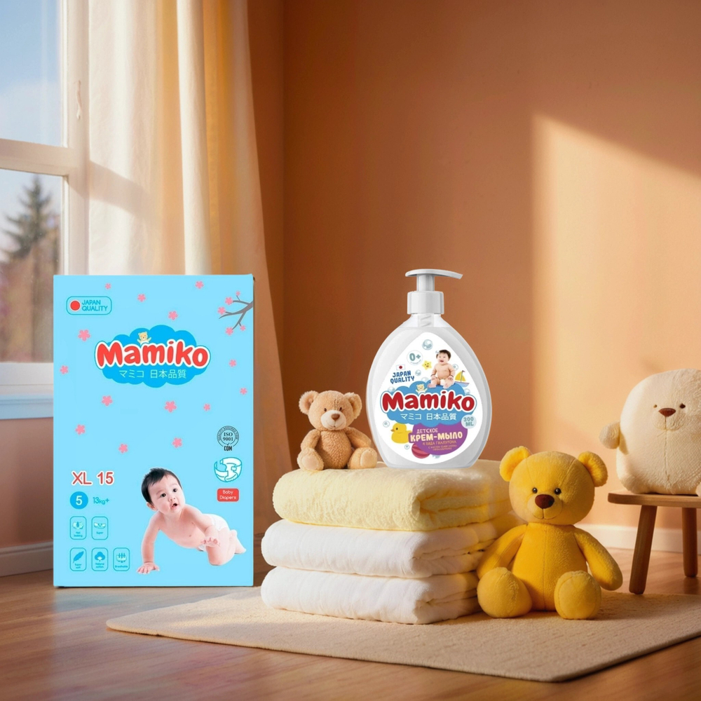 Подгузники Mamiko минипак (от 13 кг)  ХL 15 шт