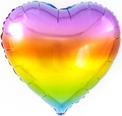 Шар фольга Сердце Радужный градиент 18"/45см с гелием