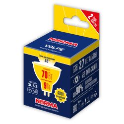 LED-JCDR-9W-3000K-GU5.3-38D-NR Лампа светодиодная. Форма JCDR. матовая. Серия Norma. Теплый белый свет 3000K. Угол свечения 38. Картон. ТМ Volpe