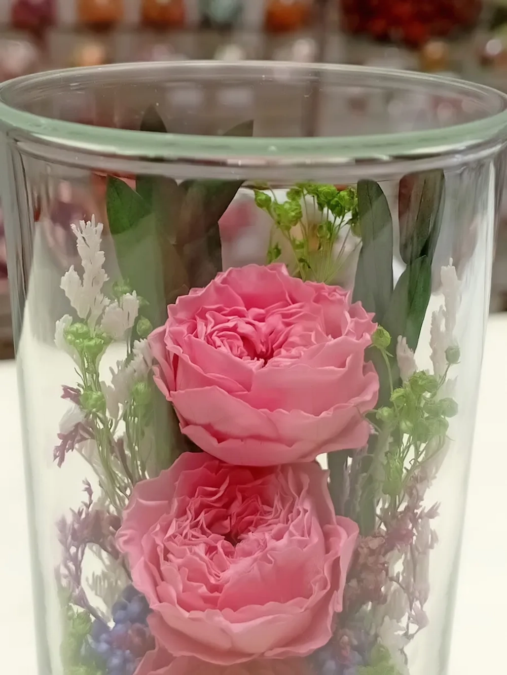 натуральные цветы в стекле, вакуум