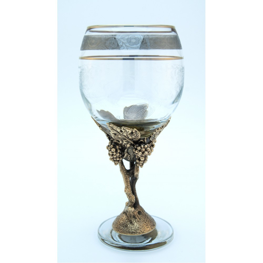 Набор бокалов 2шт. для вина Гроздь винограда в синей коробке