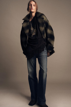 ZARA ПАЛЬТО В КЛЕТКУ ИЗ СМЕСОВОЙ ШЕРСТИ — ZW COLLECTION LIMITED EDITION, ЧЕРНЫЙ/ЗЕЛЕНЫЙ