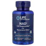 Life Extension, NAD + Cell Regenerator и ресвератрол, никотинамид рибозид NIAGEN, 30 вегетарианских капсул
