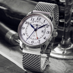 ZEPPELIN Piaget Collection Quartz Movement Dual Time Zone Men"s Watches Watch 42 White Dial