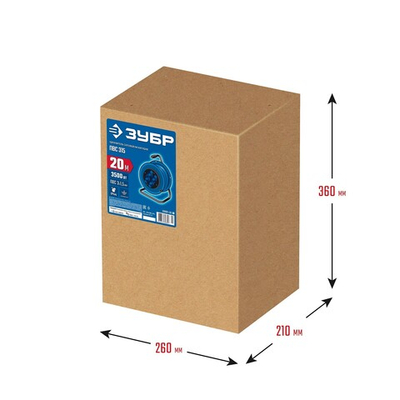 ЗУБР ПВС-315, ПВС, 3 x 1.5 мм2, 20 м, 3500 Вт, IP44, силовой удлинитель на катушке, Профессионал (55081-20)