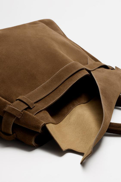 ZARA КОЖАНАЯ СУМКА, КОРИЧНЕВЫЙ