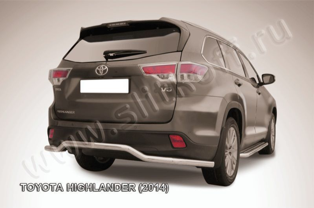 Защита заднего бампера (нержавейка) Toyota Highlander (2014-2016) d57 волна длинная