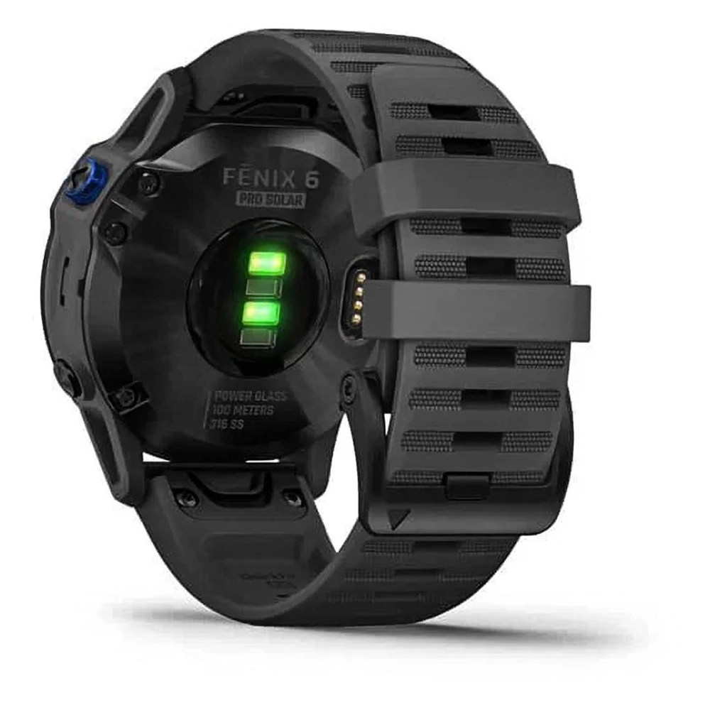 Спортивные наручные часы Garmin Fenix 6 Pro Solar черный с серым ремешком 010-02410-11