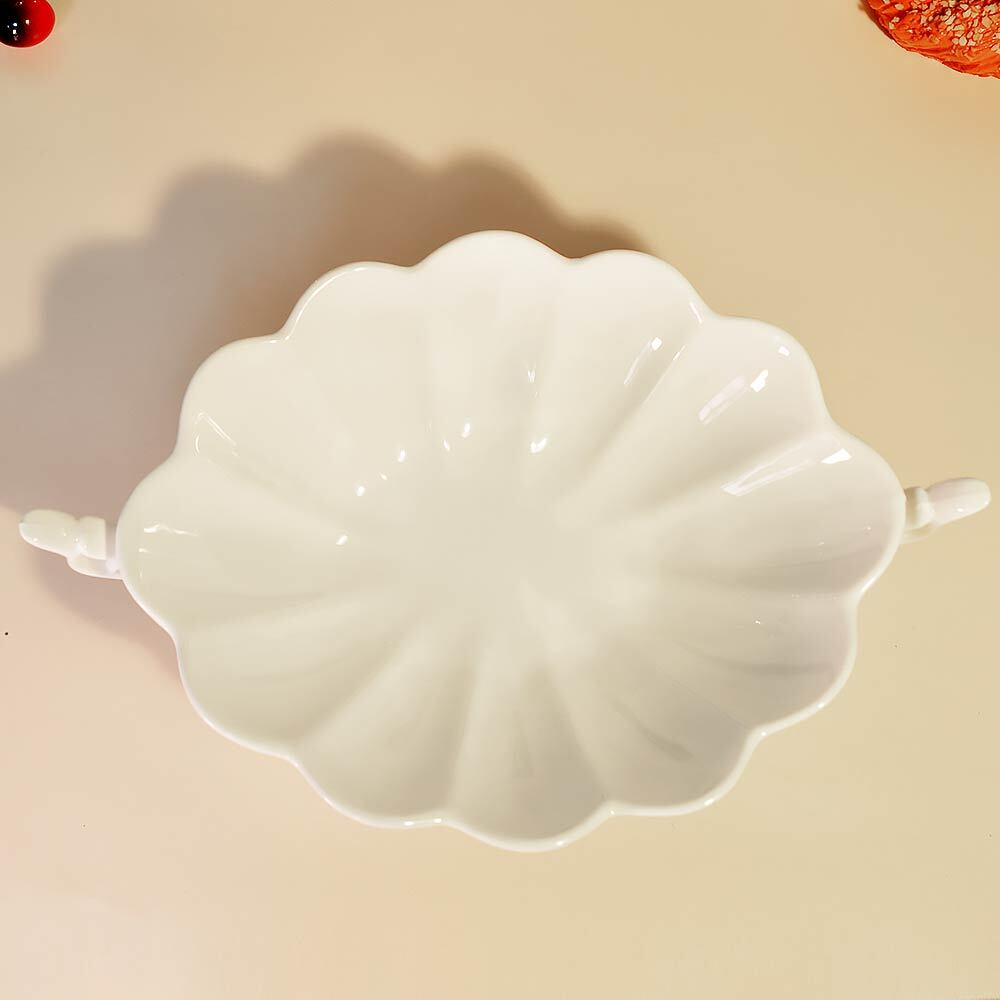 Блюдо 32,5см на ножке с ручками Без деколи (00109464)