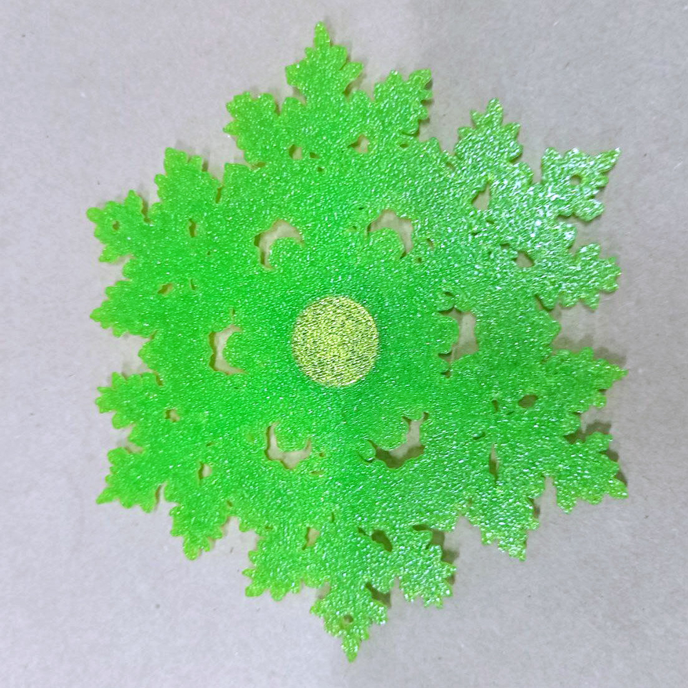 Новогодний магнит на холодильник снежинка, 3D печать, 10 см., зеленая
