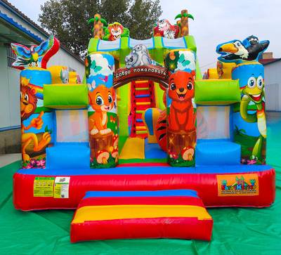 Коммерческий надувной батут «Звериная команда 2», 8*4*5 м