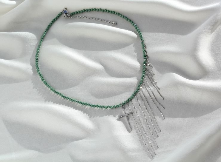 Чокер из фианитов Cross and Chain