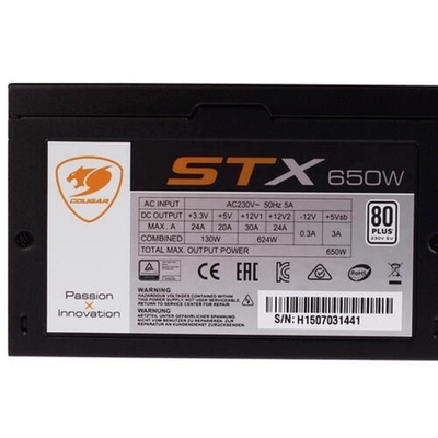 Cougar XTC 650 (ATX v2.31, 650W, Active PFC, 120mm Fan, Power cord, 80 Plus, Japanese standby capacitors) [XTC650] BULK