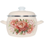 Кастрюля эмалированная 3,5л «Букет пионов» полусферическая С-4213АП2/4Жм