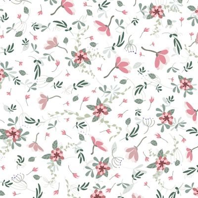 pattern with leaves and roses flowers 03112021 white