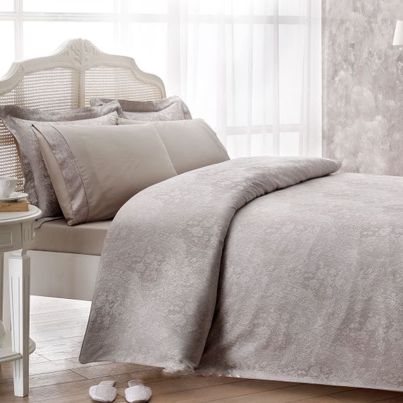 Постельное белье CROCODILE бежевый жаккард deluxe TIVOLYO HOME Турция
