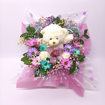 Цветочная композиция в ведерке Мишутка