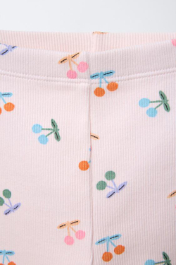 ZARA ЛЕГИНСЫ В РУБЧИК С ПРИНТОМ «ВИШНЯ», РОЗОВЫЙ