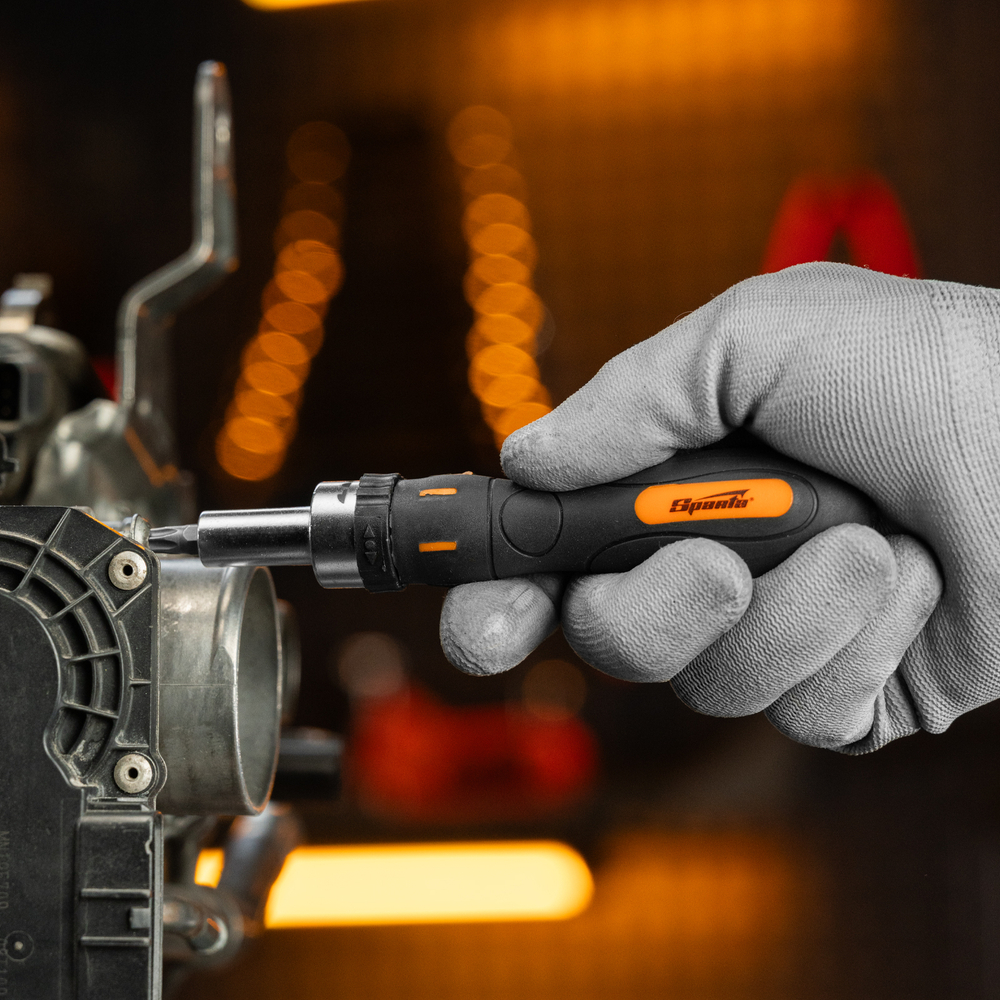 Отвертка реверсивная с набором бит, CrV, 12 шт, Sparta