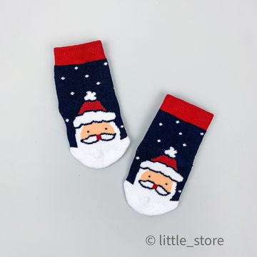 Носочки новогодние махровые "Дед Мороз" синие