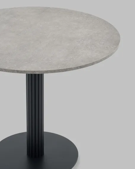 Стол круглый Фризбин D90, столешница МДФ сегни темный, основание металл черный