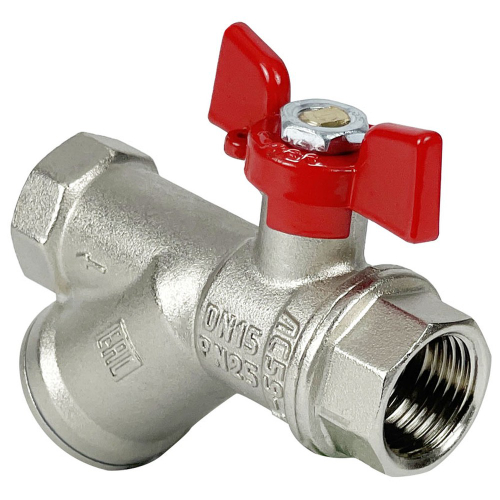 Кран шаровый с фильтром PREMIUM "бабочка" ВВ внутренняя резьба 1/2" (VALFEX)