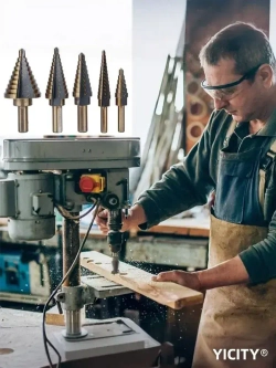 YICITY Набор ступенчатых сверел по металлу с титановым покрытием в кейсе 5шт (6-35, 5-22, 6-19, 5-13, 3-12мм)/трехгранный хвостовик/набор сверел по металлу