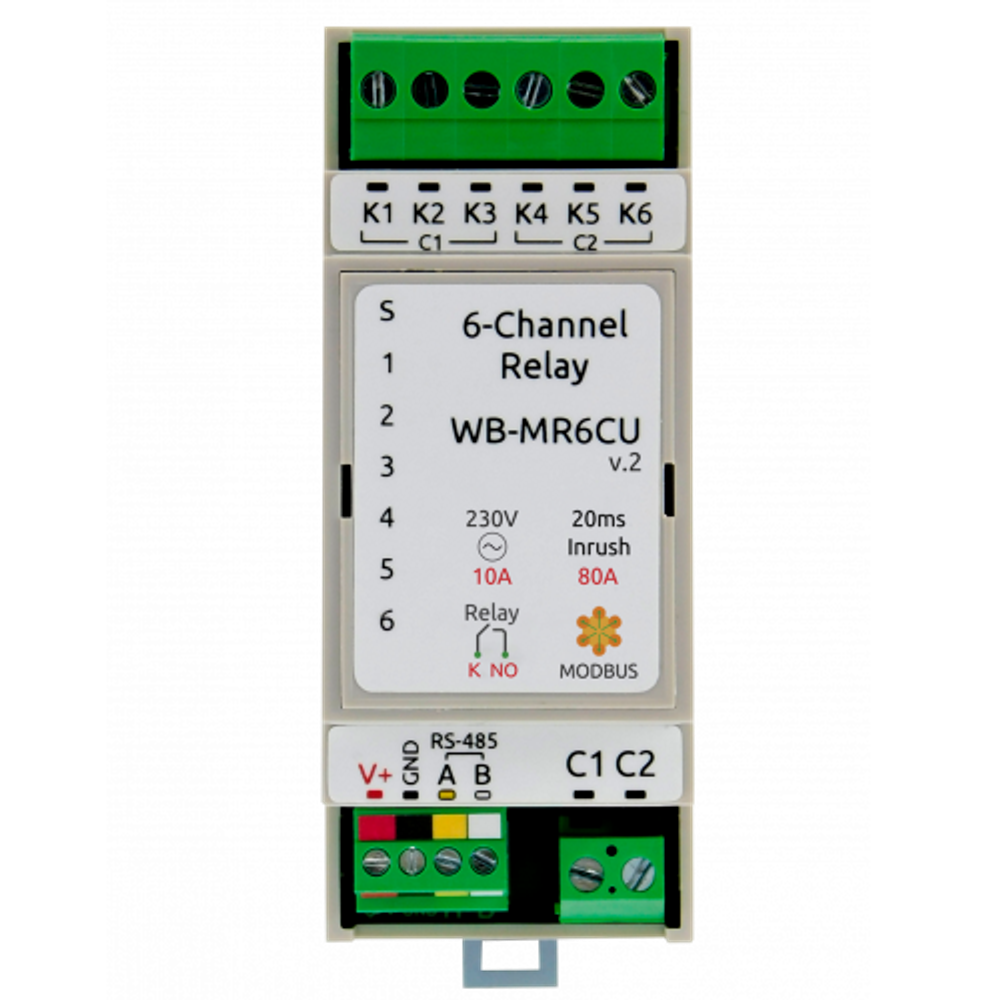 WB-MR6CU v.2 Компактный модуль реле с RS-485 Modbus RTU