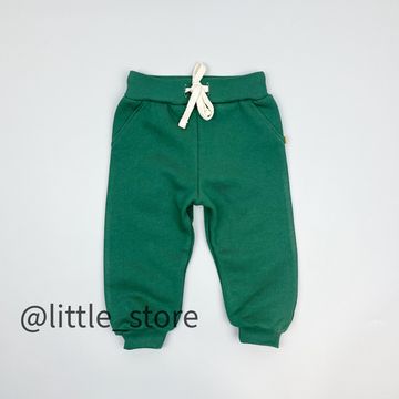 Брюки из футера с начесом, Темно-зеленые