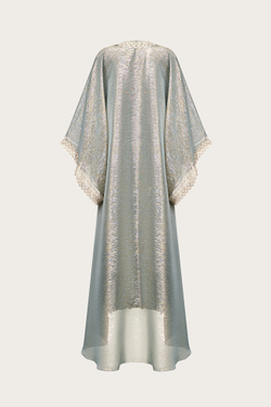 КЕЙП ИЗ ШЕЛКОВОГО ШИФОНА И КРУЖЕВА С ЛЮРЕКСНОЙ НИТЬЮ