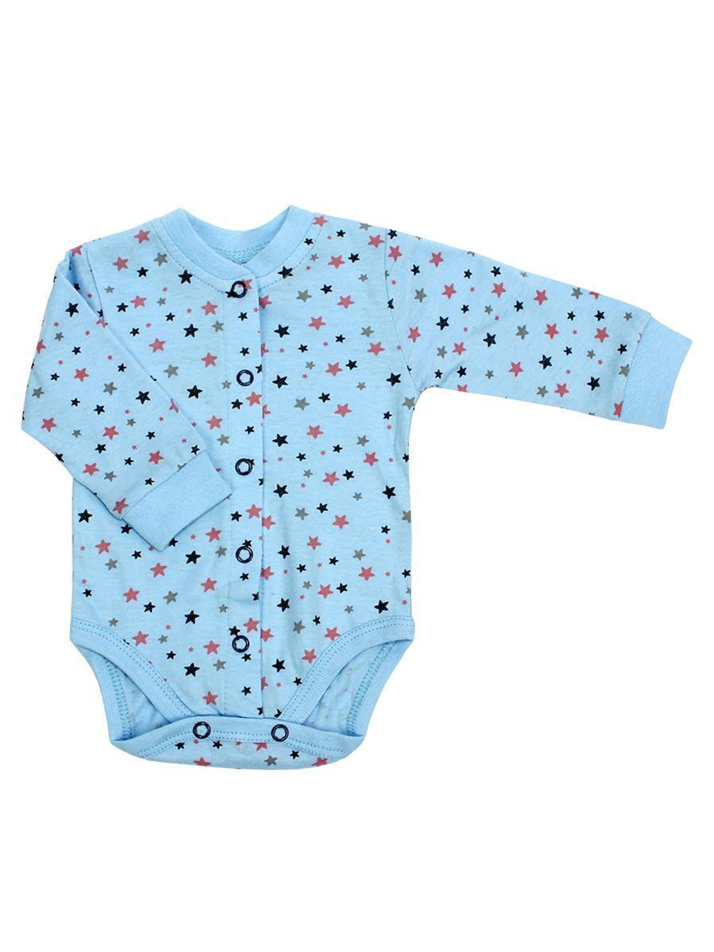 Боди д/новорожд. р.56-62 дл.рукав T07KR-0/1 голубой, звёзды (Такро)